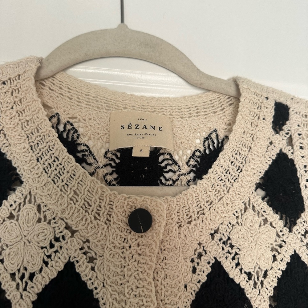 Ron Top Black Ecru Sezane - Picture 3 of 5